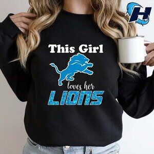 This Girl Loves Detroit Lions Sweatshirt Retro NFL Crewneck Vintage Football 79